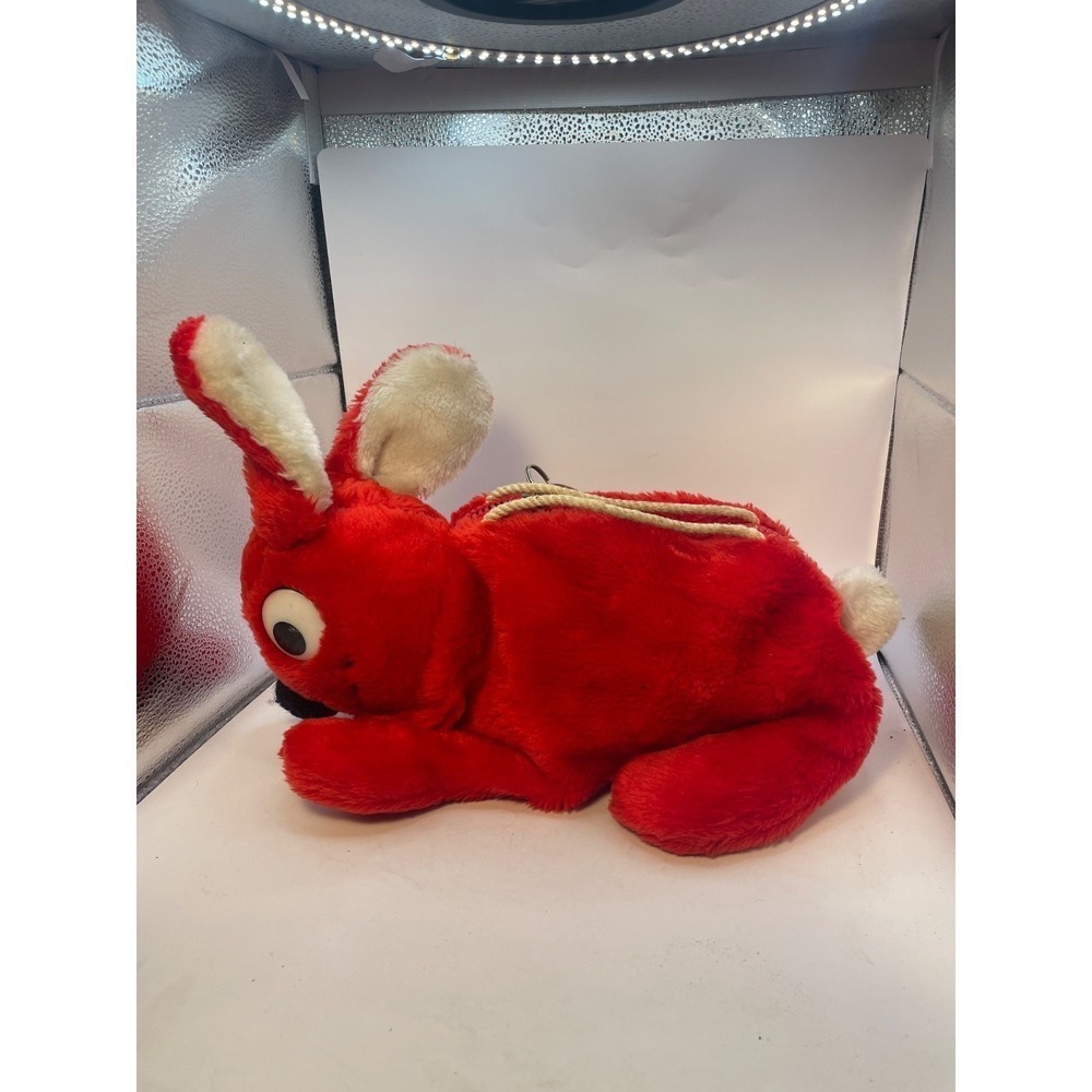 VINTAGE 1984 LEGO DUPLO RED BUNNY RABBIT PURSE BAG ZIPPER POUCH BLOCKS STORAGE